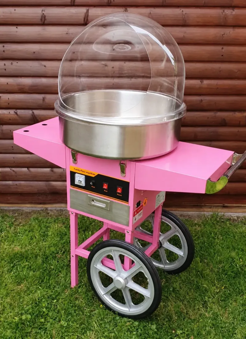 Pink candy floss machine cart with dome